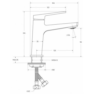 Смеситель для раковины BelBagno ARDENTE-LVM-CRM-W0