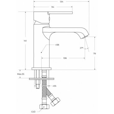 Смеситель для раковины BelBagno AURORA-LVM-CRM-W0