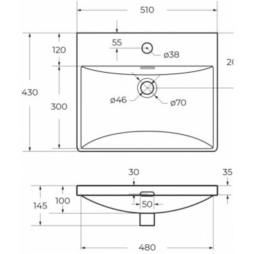 Тумба с раковиной и зеркалом BelBagno Due 50-BB-8076-3-50 Noce