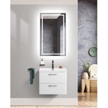 Тумба с раковиной и зеркалом BelBagno Due 50-BB-8076-3-50 белый металлик