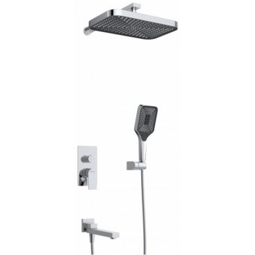 Душевая система встраиваемая BelBagno DUE-VDSET-CRM, тропический душ, лейка, излив
