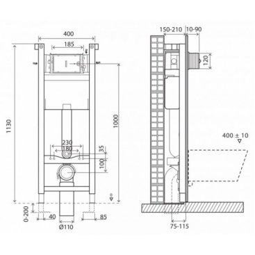 Инсталляция для подвесного унитаза BelBagno BB004-40 Expert