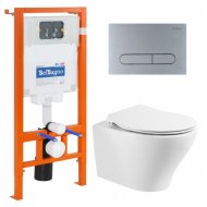 Инсталляция, унитаз, хромированная клавиша BelBagno Acqua BB340CHR/BB2020SC/BB002-80/BB006-PR-CHROME.M