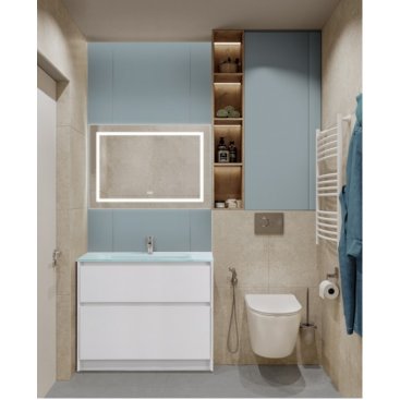 Мебель для ванной BelBagno Kraft-1000-PIA-BB1010/465-LV-VTR-BL Bianco Opaco