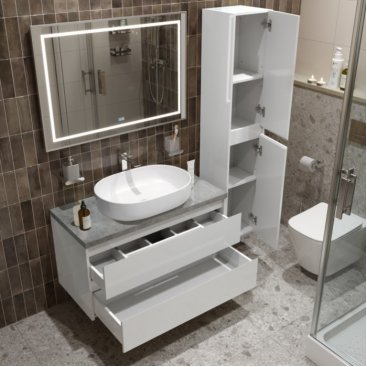 Мебель для ванной BelBagno KRAFT100BO-KEPMGL-1084-SET Bianco Opaco