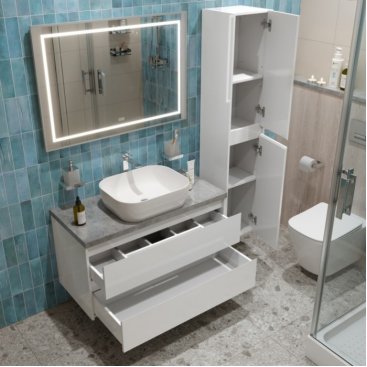 Мебель для ванной BelBagno KRAFT100BO-KEPMGL-1302-SET Bianco Opaco