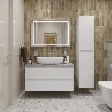 Мебель для ванной BelBagno KRAFT100BO-KEPMGL-1346-SET Bianco Opaco