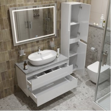 Мебель для ванной BelBagno KRAFT100BO-KEPMGL-1346-SET Bianco Opaco