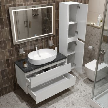 Мебель для ванной BelBagno KRAFT100BO-KEPMNO-1084-SET Bianco Opaco