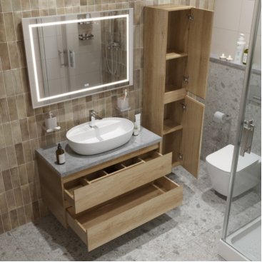 Мебель для ванной BelBagno KRAFT100RNN-KEPMGL-1346-SET Rovere Nebrasca Nature