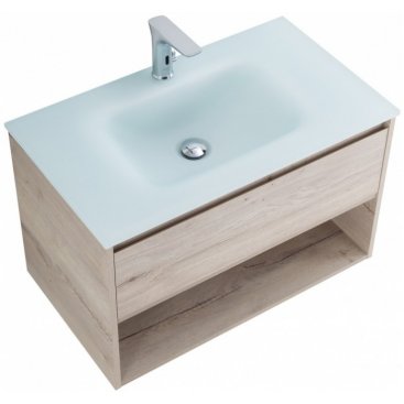 Тумба с раковиной BelBagno Kraft 80-1C-BB810/465-LV-VTR-BO Rovere Galifax Bianco