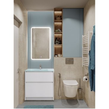 Тумба с раковиной BelBagno Kraft 80-PIA-BB810/465-LV-VTR-BL Bianco Opaco