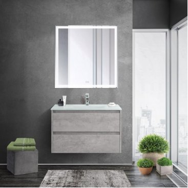 Тумба с раковиной BelBagno Kraft 80-BB810/465-LV-VTR-BO Cemento Grigio