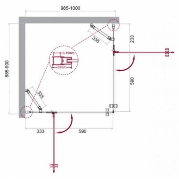 Душевой уголок BelBagno KRAFT-AH-22-100/90