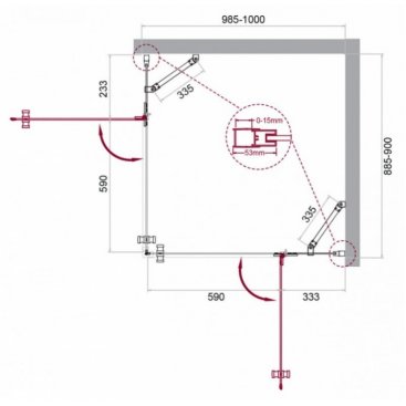 Душевой уголок BelBagno KRAFT-AH-22-100/90