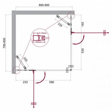 Душевой уголок BelBagno KRAFT-AH-22-90/80