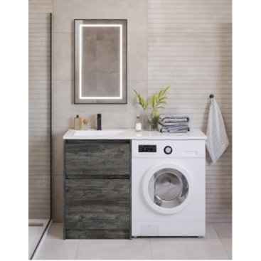 Тумба с раковиной под стиральную машину и зеркалом BelBagno Kraft-LVD 120-BB1200/480-LV-MR-L Pino Pasadena