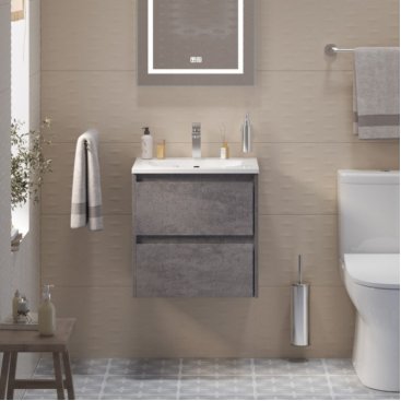 Тумба с раковиной и зеркалом BelBagno Kraft 39-50-BB-8099-3-50 Cemento Grigio