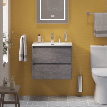 Тумба с раковиной и зеркалом BelBagno Kraft 39-60-BB-8099-3-60 Cemento Grigio