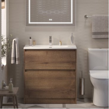 Тумба с раковиной и зеркалом BelBagno Kraft 39-80-PIA-BB-8099-3-80 Rovere Tabacco