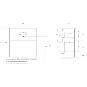 Тумба с раковиной BelBagno Kraft 39-80-PIA-BB-8099-3-80 Bianco Opaco