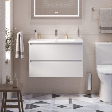 Тумба с раковиной и зеркалом BelBagno Kraft 39-80-BB-8099-3-80 Bianco Opaco