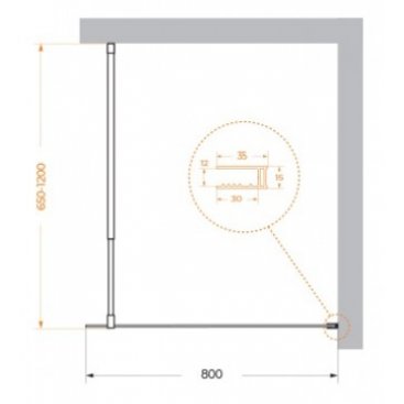 Душевая перегородка BelBagno KRAFT-L-1-80-C-Cr