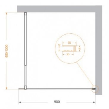 Душевая перегородка BelBagno KRAFT-L-1-90-C-Cr