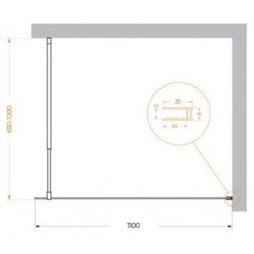 Душевая перегородка BelBagno KRAFT-L-1-110-C-NERO