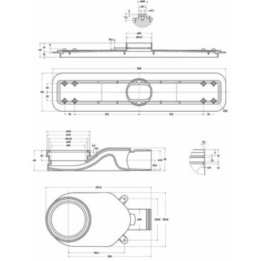 Душевой лоток BelBagno Luce 600 черный матовый