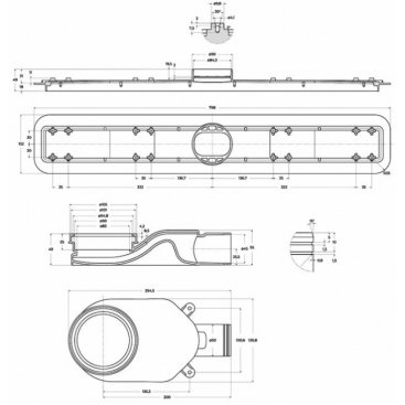 Душевой лоток BelBagno Luce 800 черный матовый