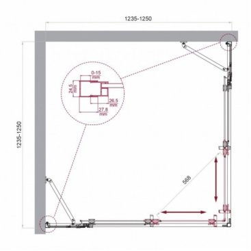 Душевой уголок BelBagno LUCE-A-22-100+25-C-Cr