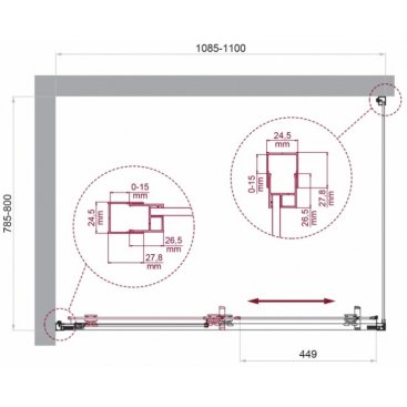 Душевой уголок BelBagno LUCE-AH-1-110/80-C-Cr