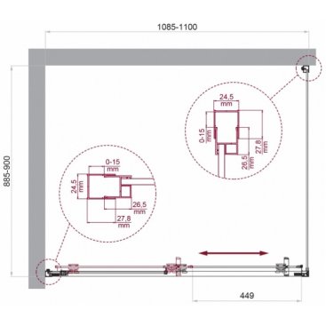 Душевой уголок BelBagno LUCE-AH-1-110/90-C-Cr