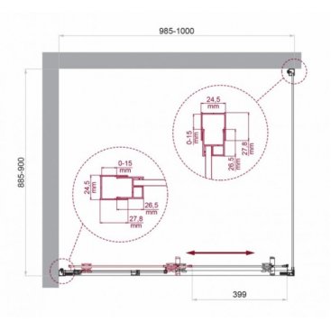 Душевой уголок BelBagno LUCE-AH-1-100/90-C-Cr