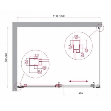 Душевой уголок BelBagno LUCE-AH-1-120/90-C-Cr