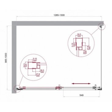 Душевой уголок BelBagno LUCE-AH-1-130/100-C-Cr