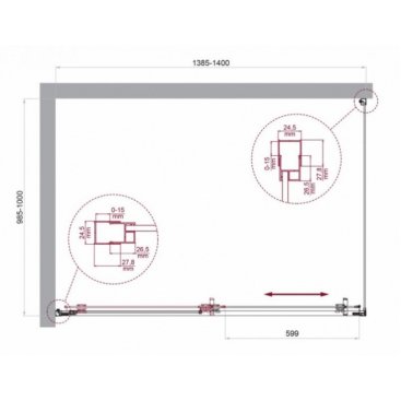 Душевой уголок BelBagno LUCE-AH-1-140/100-C-Cr