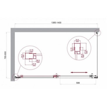 Душевой уголок BelBagno LUCE-AH-1-140/80-C-Cr