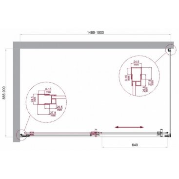 Душевой уголок BelBagno LUCE-AH-1-150/90-C-Cr