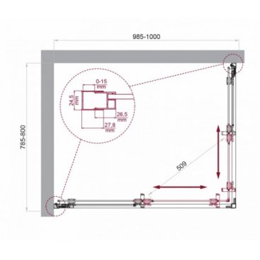 Душевой уголок BelBagno LUCE-AH-2-100/80-C-Cr