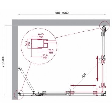 Душевой уголок BelBagno LUCE-AH-21-100/80-C-Cr