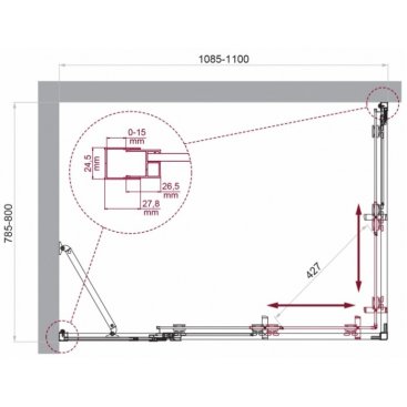 Душевой уголок BelBagno LUCE-AH-21-110/80-C-Cr