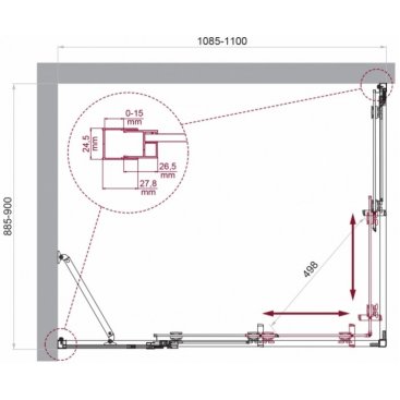 Душевой уголок BelBagno LUCE-AH-21-110/90-C-Cr