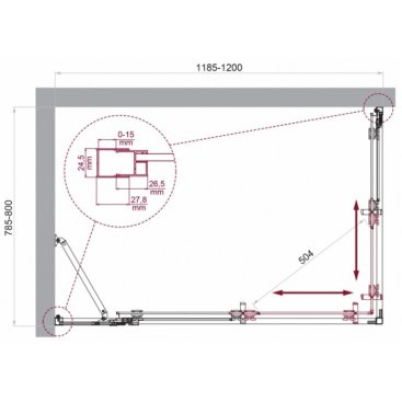 Душевой уголок BelBagno LUCE-AH-21-120/80-P-Cr