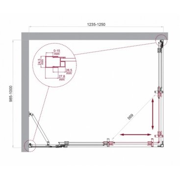 Душевой уголок BelBagno LUCE-AH-21-125/100-C-Cr