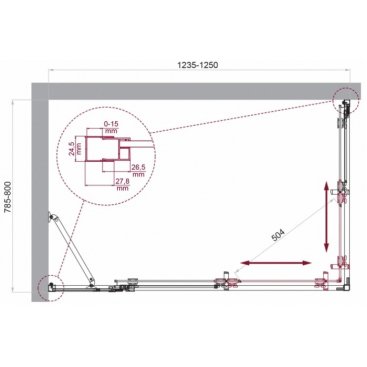 Душевой уголок BelBagno LUCE-AH-21-125/80-C-Cr