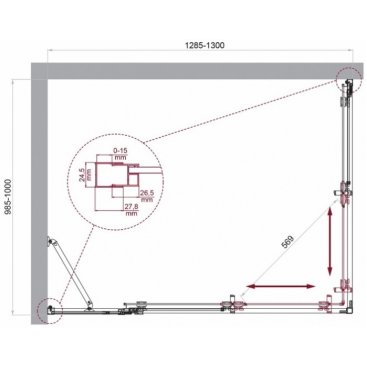 Душевой уголок BelBagno LUCE-AH-21-130/100-C-Cr