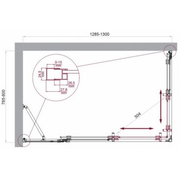 Душевой уголок BelBagno LUCE-AH-21-130/80-C-Cr