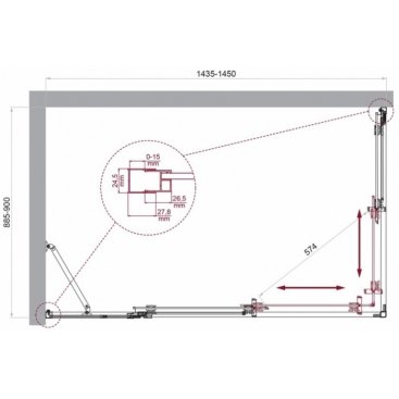 Душевой уголок BelBagno LUCE-AH-21-145/90-C-Cr